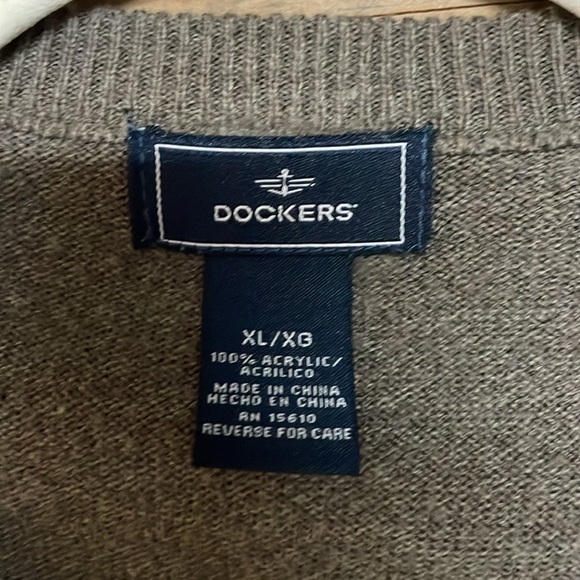 Dockers size XL brown v-neck acrylic sweater vest - Picture 3 of 6